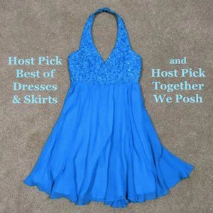 Betsey Johnson Evening Aqua Sequin Halter Dress